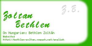 zoltan bethlen business card